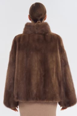 IG 2026 Women High Collar Zip Faux Mink Fur Jacket Short Loose Fit Long Sleeve Luxury Warm Winter Daily Fashion Outer Coat