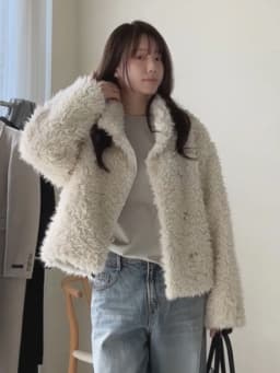 Korean Style Winter Stand Collar Faux Fur Coat Women's High End Single Button Warmth Large Coat Curly Hair Artificial Leather