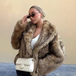 New European American Lapel Long-sleeved Fur Coat for Women 2025 Solid Color Versatile Faux Fur Top Coat Plus-size Women's Wear