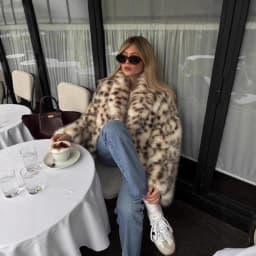 Faux Fur Coats Women Casual Coat Turn Down Collar Full Sleeve Leopard Print Open Stitch Thick Warm Jackets Street Wear Winter