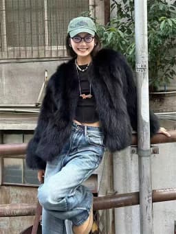 2024 Imitation Fox Fur Eco Friendly Fur Coat Cardigan Women's Winter New Black Short Style Slim and Fashionable Young Fur Coat