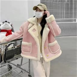 Autumn Lamb Coat Women's 2026 Winter New Thickened Warm Short Fur One Piece Coat Female Imitation fur Jacket Femme Pink Ourcoat