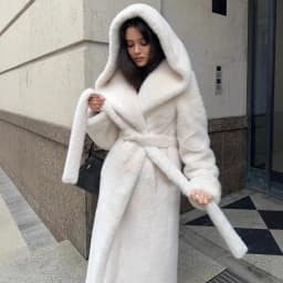 Women Faux Fur Long Coats Hooded Overcoats Lace Up Full Sleeves Open Stitch Thick Loose Jackets Elegant 2025 Autumn Winter