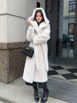 Women Faux Fur Long Coats Hooded Overcoats Lace Up Full Sleeves Open Stitch Thick Loose Jackets Elegant 2025 Autumn Winter