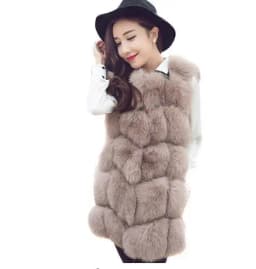 Women Vests Thick Faux Fur Tops Sleeveless Cardigan Round Neck Regular Vest Coats Solid Spliced Casual Lady Winter 2025