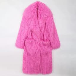 Mauroicardi Winter Thick Warm Shaggy Hairy Fluffy Colored Bright Pink Long Faux Fur Coat Women Loose Luxury Furry Overcoat 2025