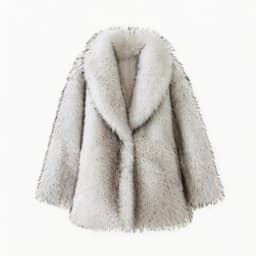 Women's Faux Fur Coat Long White Fluffy Lapel Collar Warm Winter Jacket Elegant Luxe Chic Quiet Luxury Outerwear