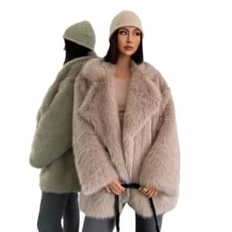 Fashionable Street Style Fox Fur Coat Loose Suit Collar Medium Long Imitation Fur Coat For Women Autumn-winter fur overcoat