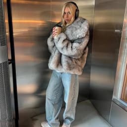 Faux Women's Fur Coat Turn-Down Collar Long Sleeve Elastic Cuff Plush Fluffy Female Fur Coat Fashion Autumn Loose Fur For Ladies