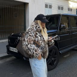 Neo Mint Vintage Stylish Loepard Faux Fur Coat Women 2025 Winter Chic Iconic Ins Blogger Brand Fashion Fox Fur Jacket Streetwear