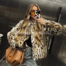 Neo Mint Vintage Stylish Loepard Faux Fur Coat Women 2025 Winter Chic Iconic Ins Blogger Brand Fashion Fox Fur Jacket Streetwear