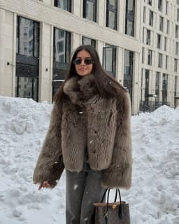2026 Winter Women's Faux Fur Coats Fashion Stand Collar Short Jackets Warm Long Sleeve High Street Commute Lady Brown Outerwear