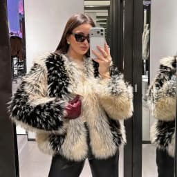 Women's Short Faux Fur Coat Striped Black White Fluffy Warm Winter Jacket Y2K Streetwear TikTok Viral It Girl Luxury Outerwear