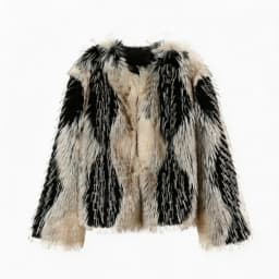 Women's Short Faux Fur Coat Striped Black White Fluffy Warm Winter Jacket Y2K Streetwear TikTok Viral It Girl Luxury Outerwear