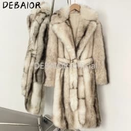 OFTBUY Women's New Autumn Winter Faux Fur Long Coat Notched Lapel Belted Gradient Faux Fur Jacket Thick Warm Clothes Outerwear
