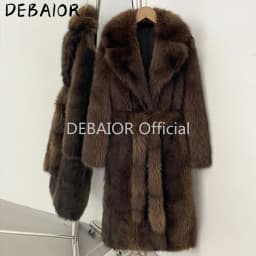 OFTBUY Women's New Autumn Winter Faux Fur Long Coat Notched Lapel Belted Gradient Faux Fur Jacket Thick Warm Clothes Outerwear