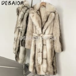 OFTBUY Women's New Autumn Winter Faux Fur Long Coat Notched Lapel Belted Gradient Faux Fur Jacket Thick Warm Clothes Outerwear