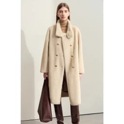AMII Minimalism 2026 Winter New Warm Modern Turtleneck Double Breasted Imitation Mink Eco-friendly Fur Lady Fleece Coat 12424006