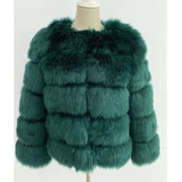 DEAT Fashion Orange Imitation Fox Fur Grass Coat Women's Round Neck Plush Thick Jacket Winter New 7A1578