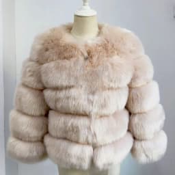 DEAT Fashion Orange Imitation Fox Fur Grass Coat Women's Round Neck Plush Thick Jacket Winter New 7A1578