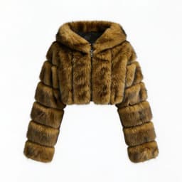 Women Winter Faux Fur Coat Cropped Striped Brown Fluffy Zipper Luxury 2026 New Mob Wife Party Warm Outerwear