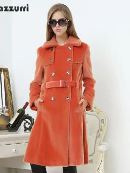 Nerazzurri Spring Long Trench Coat for Women Fashion Autumn Double Breasted Casual Slim British Style Orange Faux Fur Overcoat
