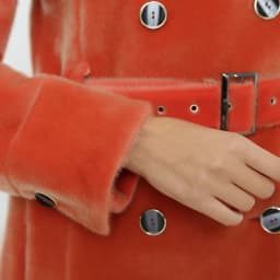 Nerazzurri Spring Long Trench Coat for Women Fashion Autumn Double Breasted Casual Slim British Style Orange Faux Fur Overcoat