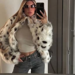 Women Winter Faux Fur Coat Snow Leopard Print Fluffy Short White Warm 2026 New Y2K Old Money Streetwear Outerwear