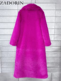 ZADORIN 130cm Super Long Fluffy Faux Fur Coat Woman Jacket Winter Lapel Thicken White Faux Fur Coats Jacket for Women Outerwears