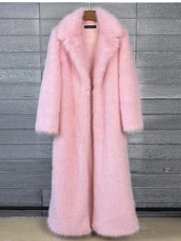 ZADORIN 130cm Super Long Fluffy Faux Fur Coat Woman Jacket Winter Lapel Thicken White Faux Fur Coats Jacket for Women Outerwears