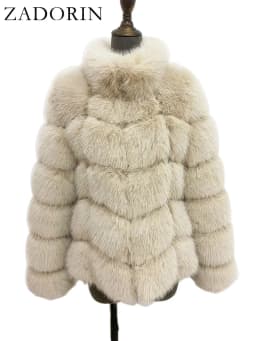 ZADORIN Winter Fur Coats Women Stand Collar Splicing Long Sleeve Fluffy Faux Fur Coat Luxury Thick Warm Fur Jacket Chic Overcoat