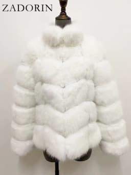 ZADORIN Winter Fur Coats Women Stand Collar Splicing Long Sleeve Fluffy Faux Fur Coat Luxury Thick Warm Fur Jacket Chic Overcoat
