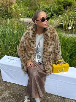 LIMO Ladies Leopard Faux Fur Jacket Turn‑Down Collar Open Front Casual Loose Fit Fashion Plush Outer Coat