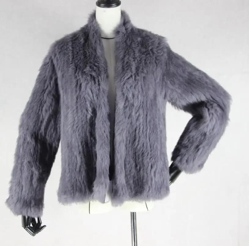 2023 New Winter Autumn Women Real Fur Coat Female Knitted Rabbit Coats Jacket Casual Thick Warm Fashion Slim Overcoat Clothing