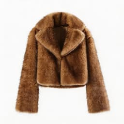 Women Winter 2026 Faux Fur Coat Camel Fluffy Plush Cropped Jacket Open Front Outwear