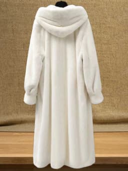 Autumn Winter Thickened Plush Coat Women's Loose Fit Hooded Knee-Length Medium-Length Dopaamine Style Faux Fur Jacket