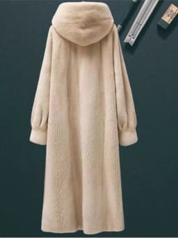 Autumn Winter Thickened Plush Coat Women's Loose Fit Hooded Knee-Length Medium-Length Dopaamine Style Faux Fur Jacket