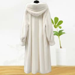 Autumn Winter Thickened Plush Coat Women's Loose Fit Hooded Knee-Length Medium-Length Dopaamine Style Faux Fur Jacket