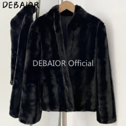 OFTBUY Women's New Autumn Winter Faux Mink Fur Coat Stand Collar Short Plush Luxury Vegan Fur Jacket Fake Fur Outerwear