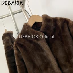 OFTBUY Women's New Autumn Winter Faux Mink Fur Coat Stand Collar Short Plush Luxury Vegan Fur Jacket Fake Fur Outerwear