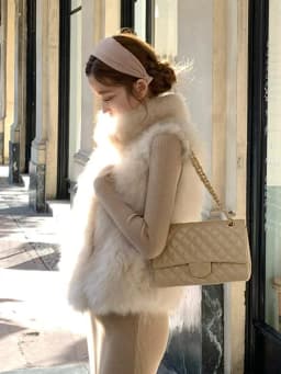 DEAT Fashion Stand Collar Sleeveless Fluffy Faux Fur Vests Women's Thick Warm Simple White Coats Autumn New 7A6164