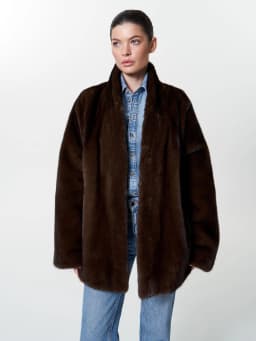 Women Winter Faux Fur Coat 2026 Warm Dark Brown Fluffy Plush Jacket Lapel Open Front Outerwear