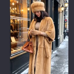LANMREM Women Faux Mink Fur Long Cape Coat Open‑Front Wide Dolman Sleeve Luxury Loose Autumn Winter Outer Overcoat 2DB8913