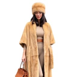 LANMREM Women Faux Mink Fur Long Cape Coat Open‑Front Wide Dolman Sleeve Luxury Loose Autumn Winter Outer Overcoat 2DB8913