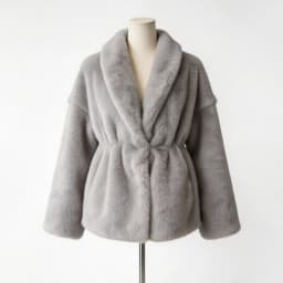 Women's Grey Faux Fur Coat 2026 Twist Front Fluffy Jacket Warm Winter Plush Overcoat Lapel Collar Elegant Streetwear