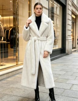 2026 Streetwear Fur Coat Women X-long Faux Mink Fur Overcoat Winter Thicken Turndown Collar Sashes Loose Outerwear Female Coats