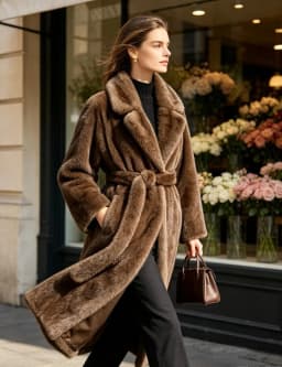 2026 Streetwear Fur Coat Women X-long Faux Mink Fur Overcoat Winter Thicken Turndown Collar Sashes Loose Outerwear Female Coats