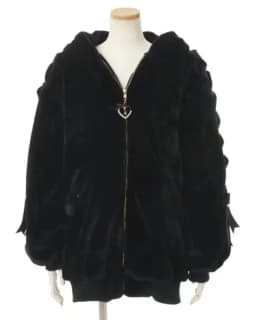Lautaro Autumn Winter Thick Warm Sweet Cute Pink Faux Fur Coat Hoodie Women with Bunny Ears Lace Up Loose Clothes Fluffy Jacket