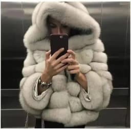 DEAT Fashion Imitation Fox Fur Grass Jacket Women's Hooded Loose Long Sleeves Patchwork Plush Thick Coat Winter New 7A975