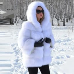 DEAT Fashion Imitation Fox Fur Grass Jacket Women's Hooded Loose Long Sleeves Patchwork Plush Thick Coat Winter New 7A975